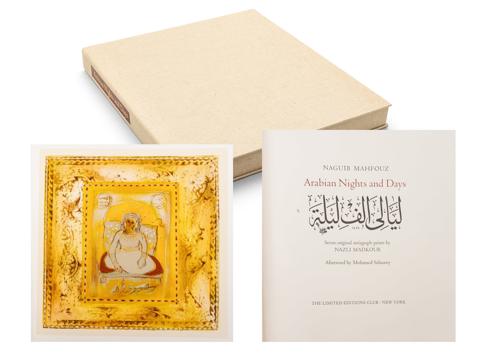 Nazli Madkour (Egyptian, B. 1949) Text by Naguib Mahfouz Serigraphs in Bound Book 2005, 'Arabian (1 of 9)