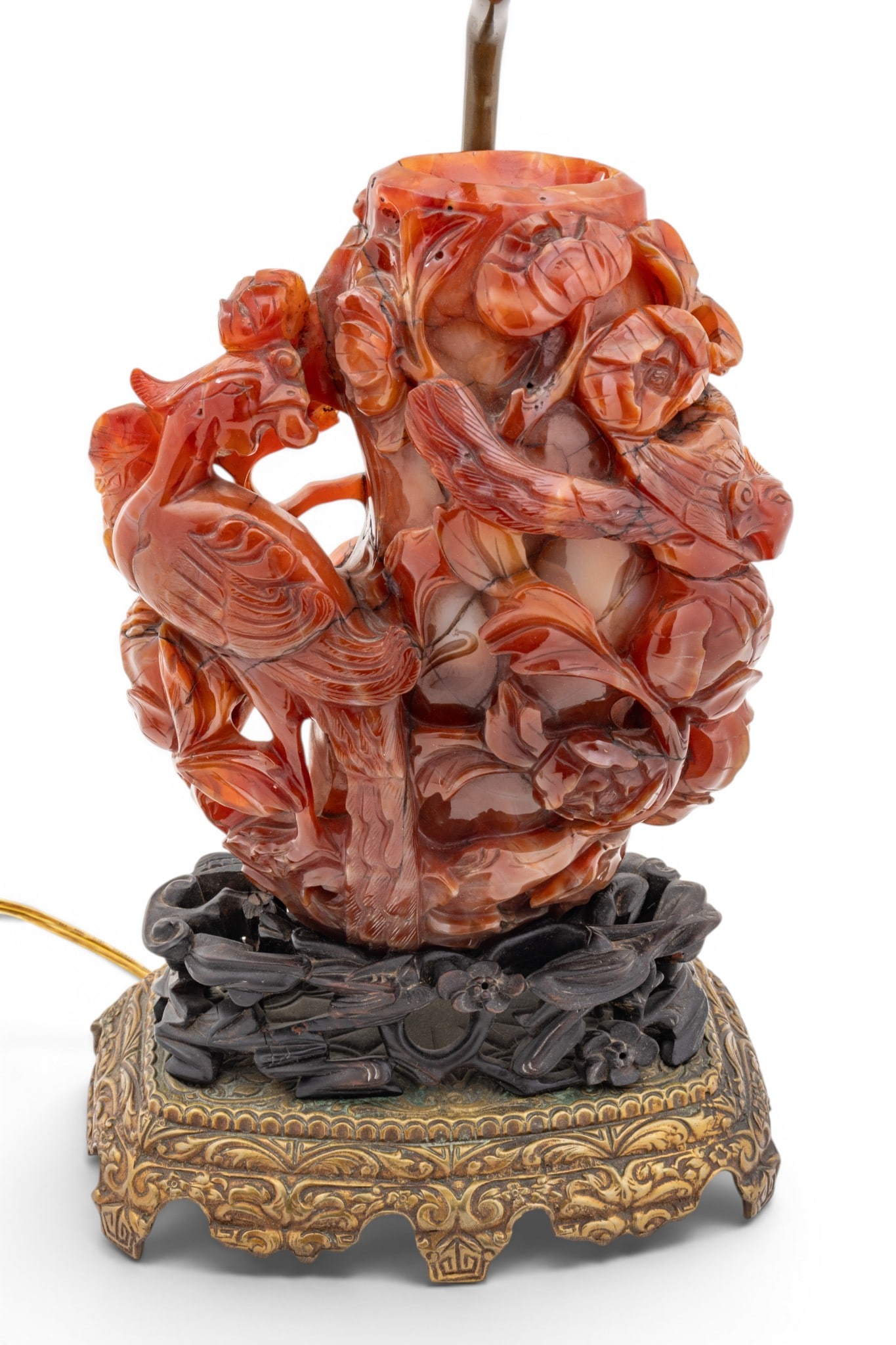 Chinese Carnelian Agate Vase Mounted As a Table Lamp Vase Size 1900, H 9" W 5" 1 PC (1 of 8)