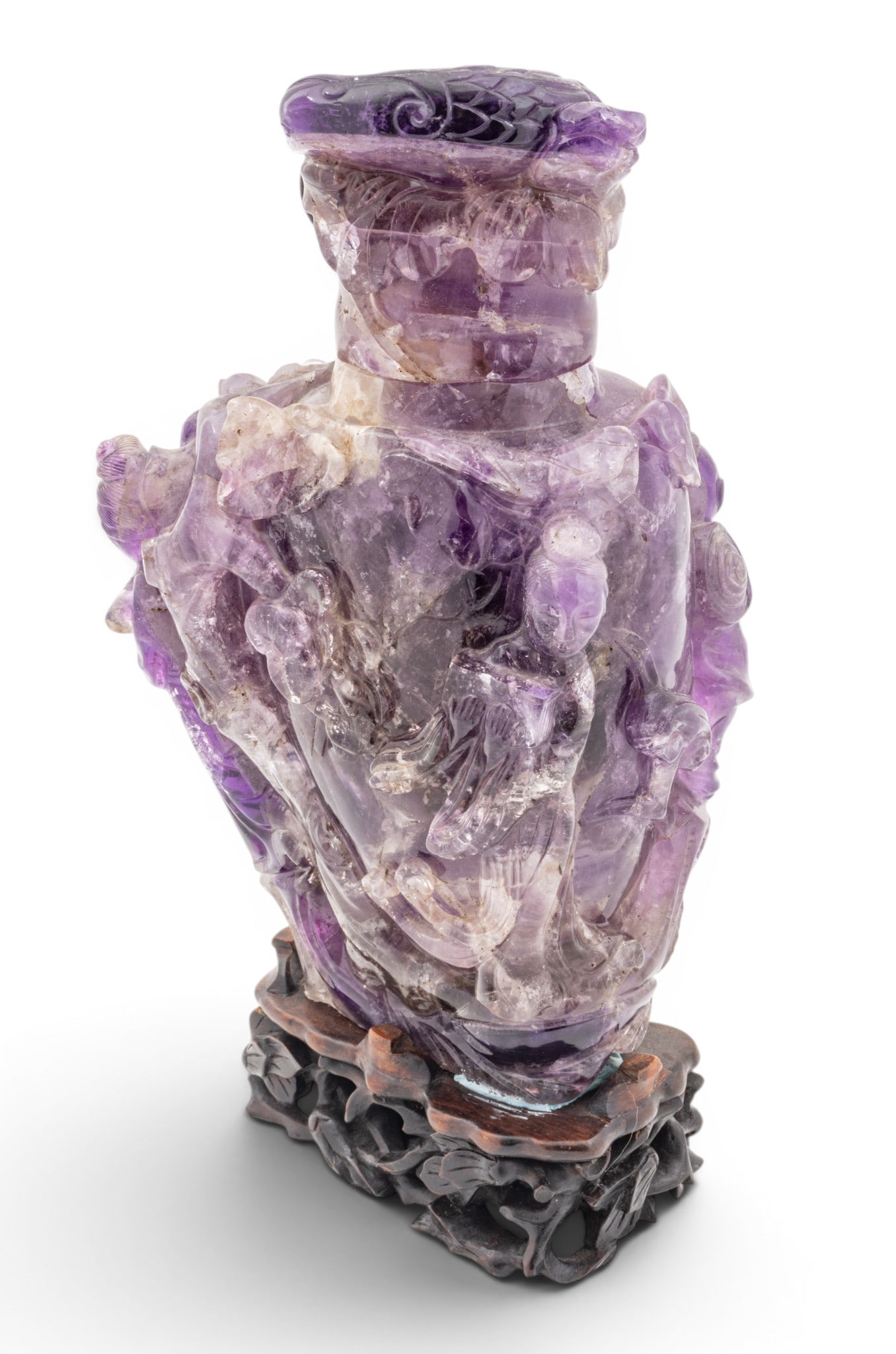 Chinese Carved Amethyst Quartz Urn 19th Century, H 8.5" W 5" 1 PC (1 of 7)