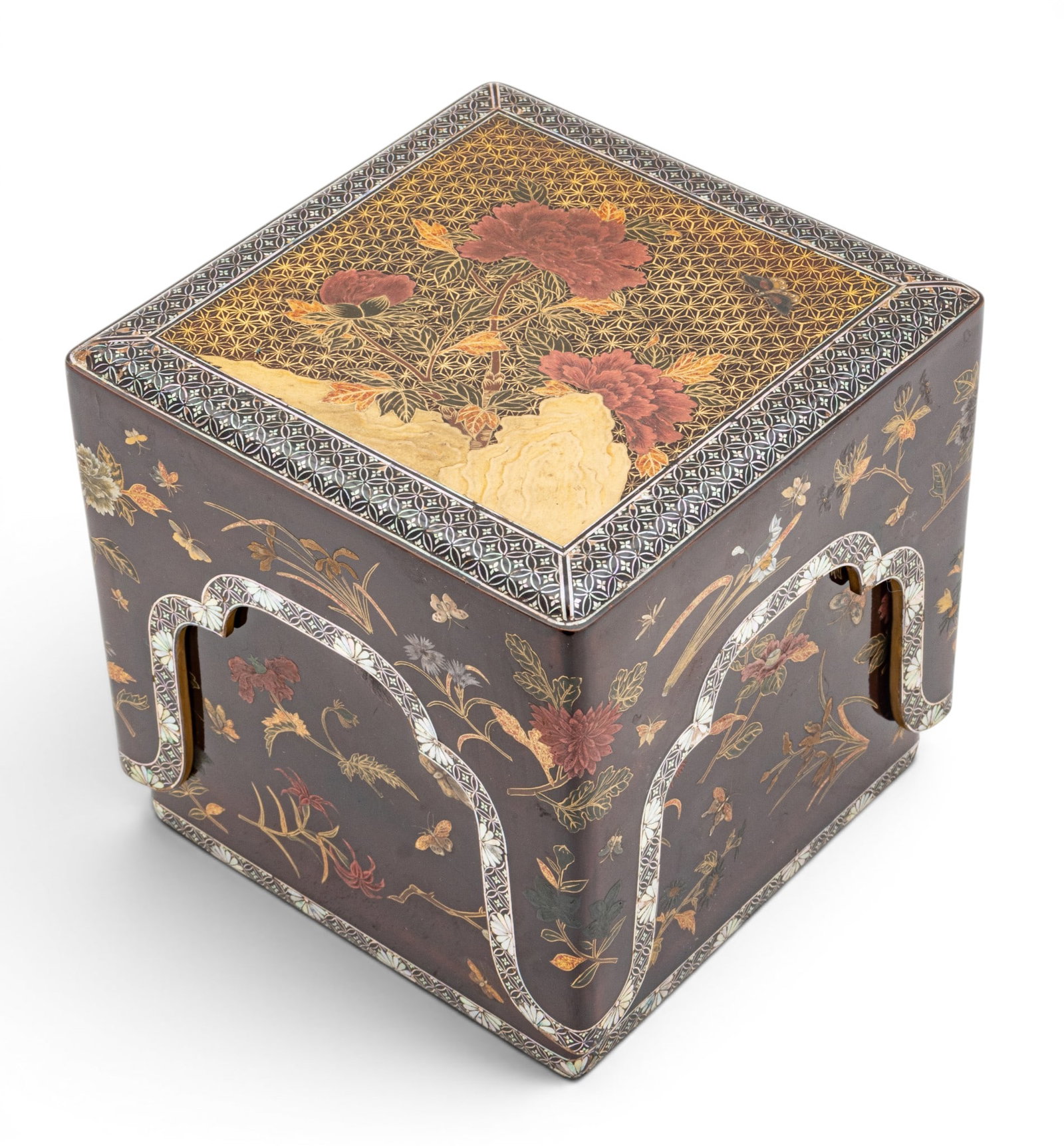 Japanese Meiji Period (1868-1912) Lacquered and Mother of Pearl Inlaid Jewelry Box with Cover, Ca. (1 of 11)