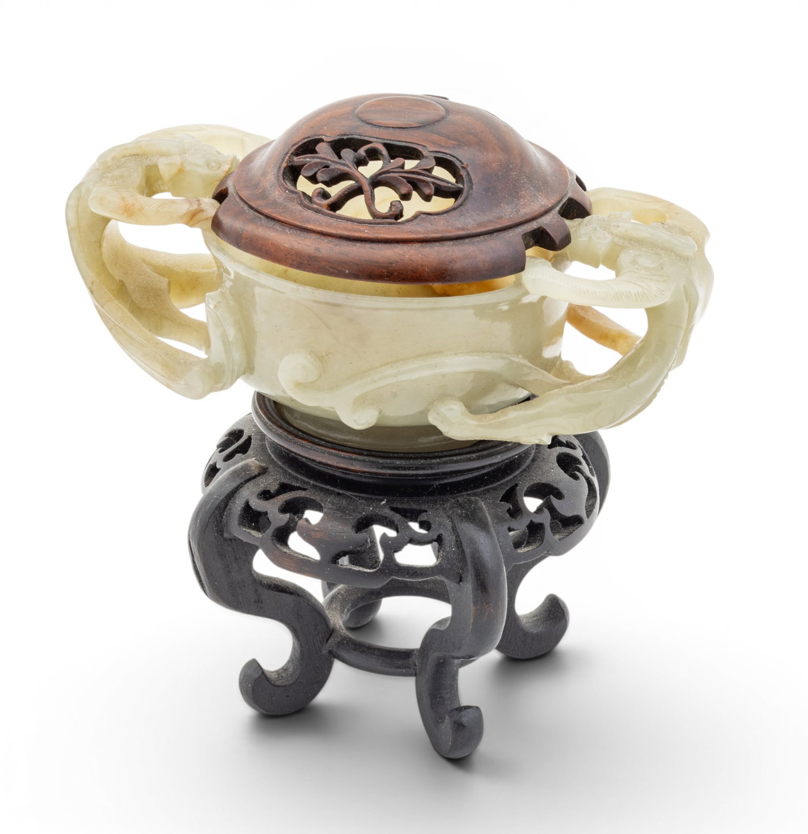Chinese Pale Celadon Jade Incense Burner, Ca. 1900, H 2" L 5" 1 PC (1 of 9)