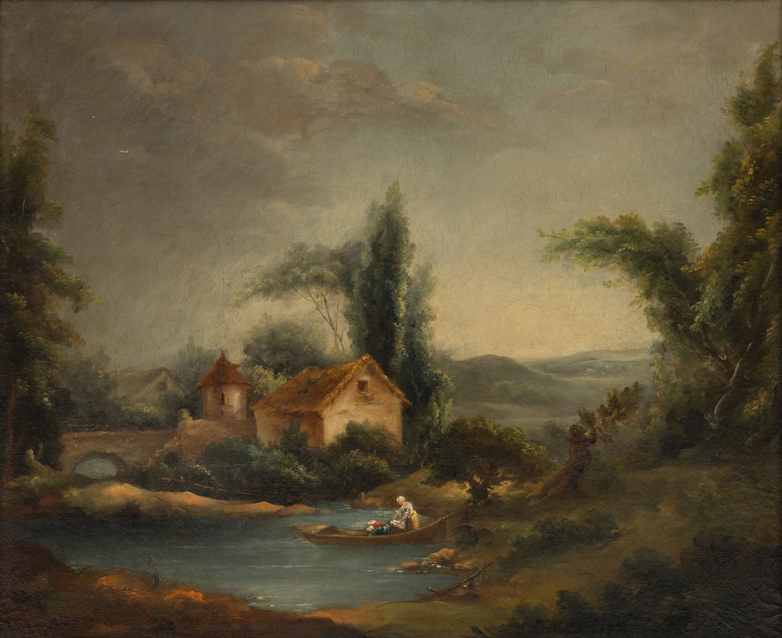 Attributed to Nicolas Didier Boguet (French, 1755-1839) Oil on Canvas, Ca. Later 18th C., 'Landscape (1 of 5)