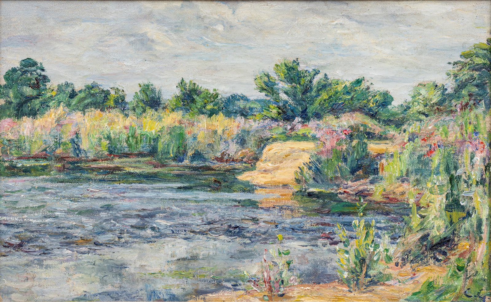 Charle Genge (British, 1874-1958) Oil on Mahogany Panel 'The Secret Inlet', H 10" W 15.5" (1 of 6)