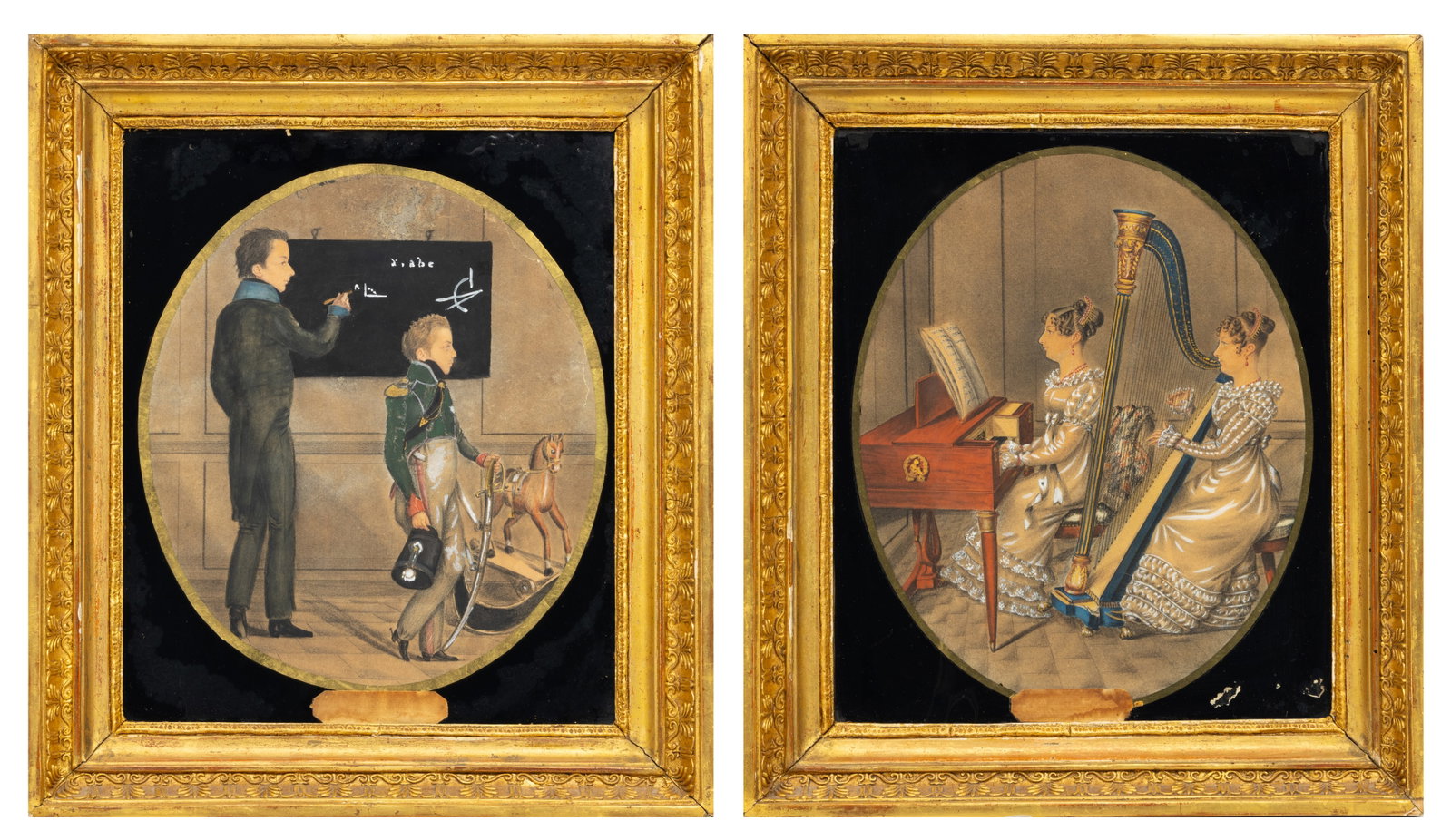 French Charcoal and Gouache Portraits of the Durant De La Pastellière Siblings 1810-1822, H (1 of 9)