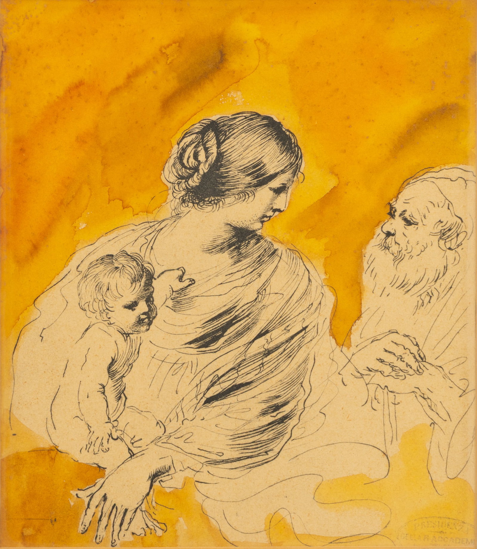 After Guercino (Giovanni Francesco Barbieri) (Italian) Carol Nolli (Italian), Watercolor and Ink on (1 of 4)