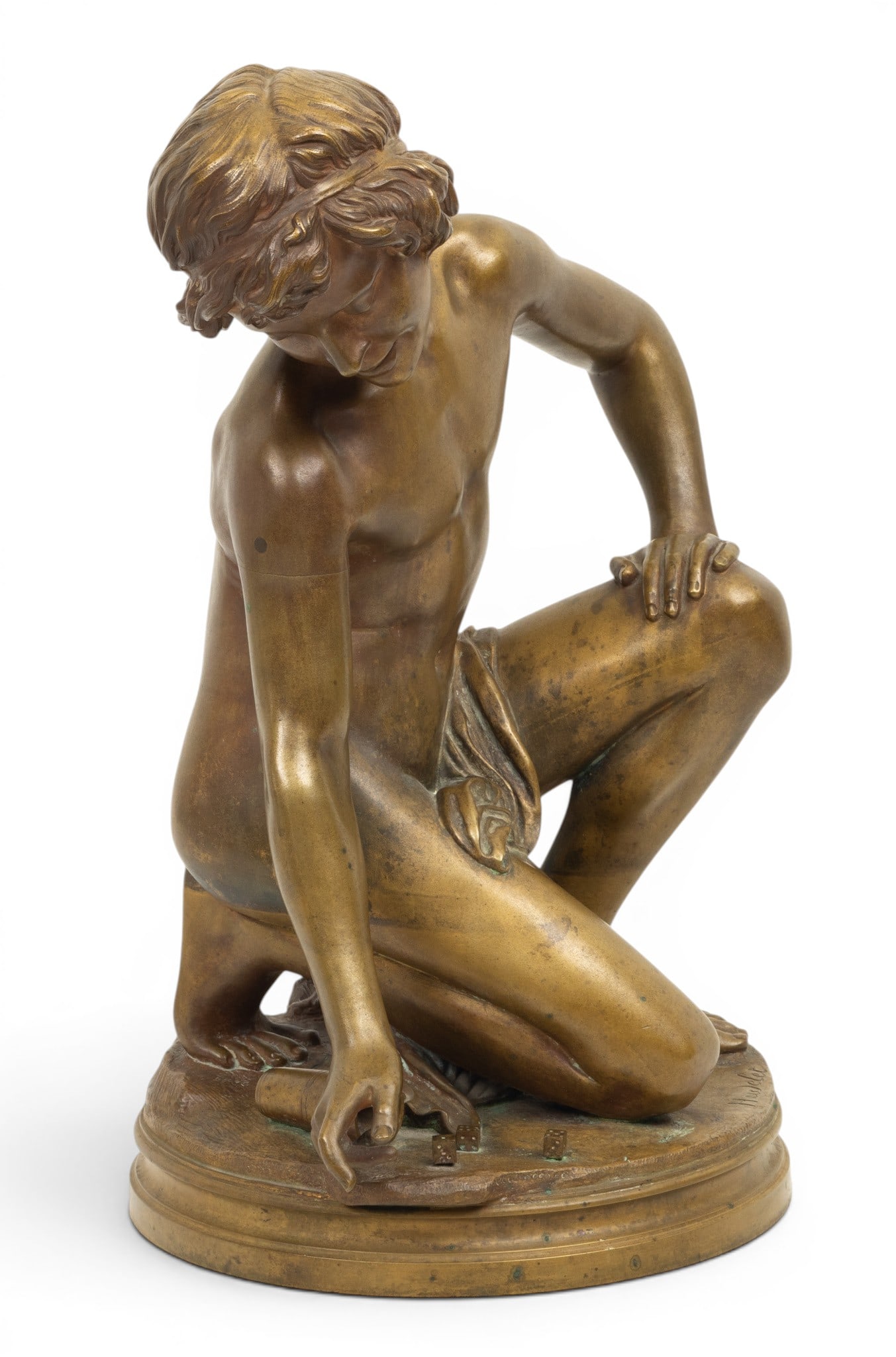 Henry Paul Hudelet (French, 1849-1878) Original Bronze Sculpture, Ca. 1870-1880, 'The Dice Player', (1 of 9)