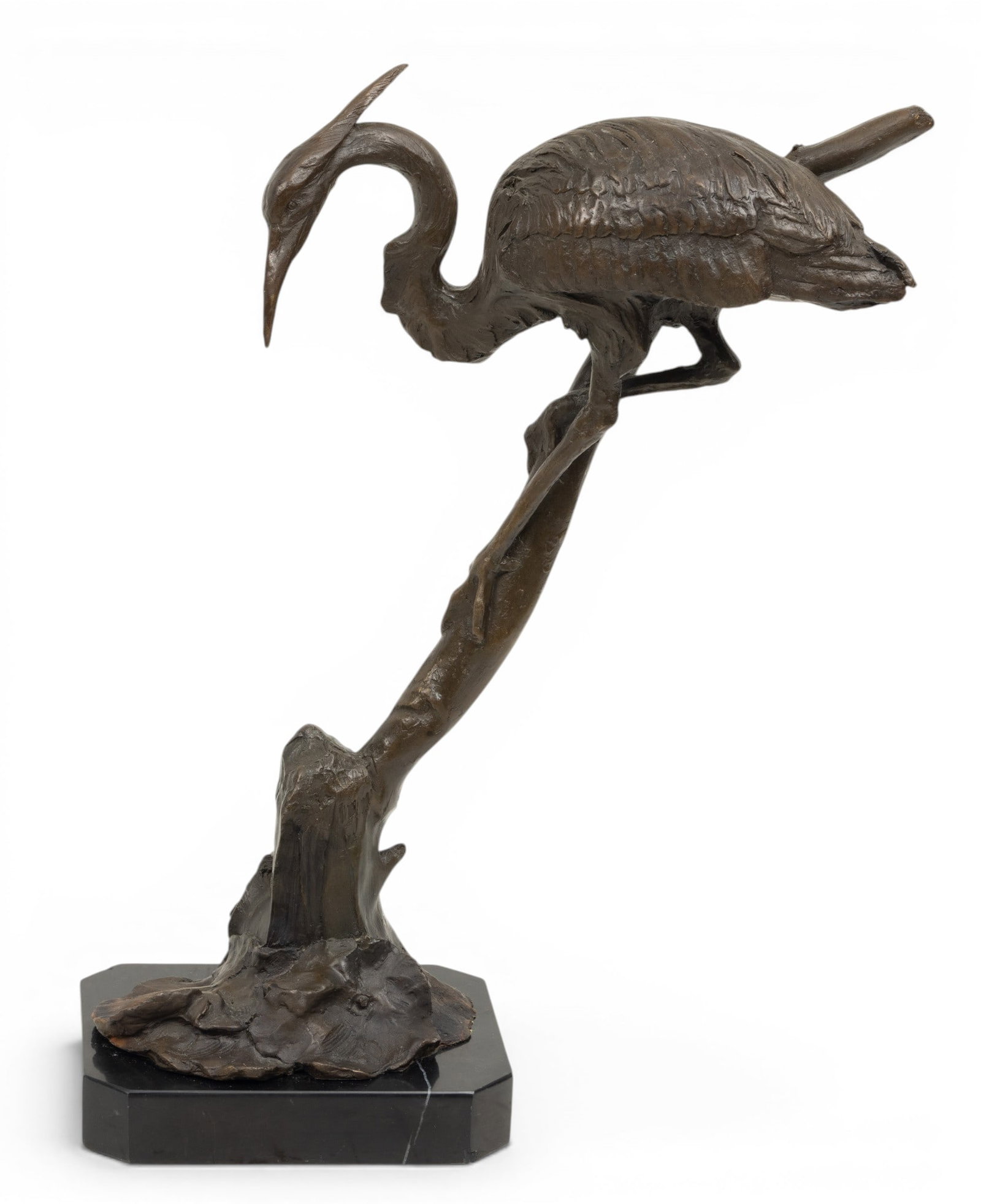 In the Manner of Antoine-Louis Barye (French, 1796-1875) Bronze Sculpture, 20th C., 'Fishing Heron', (1 of 4)