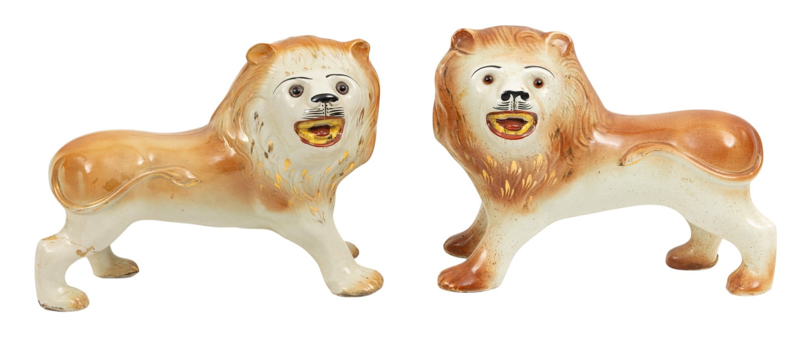 James Sadler & Sons Ltd (English, Burslem, Est. 1882) Staffordshire Pottery Lions, Ca. 1840-1900, H (1 of 4)