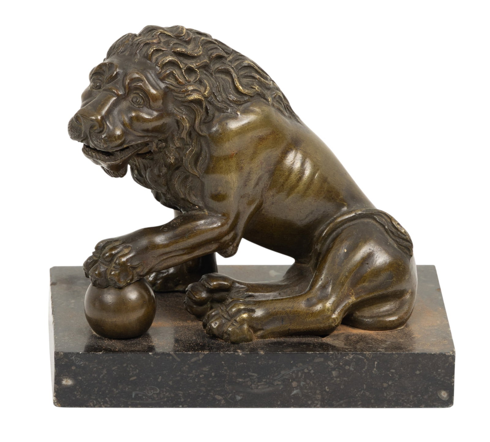 Italian Grand Tour Bronze Bronze Sculpture, Ca. 19th C., 'Medici Lion', H 4" W 2.5" L 4.5" (1 of 4)