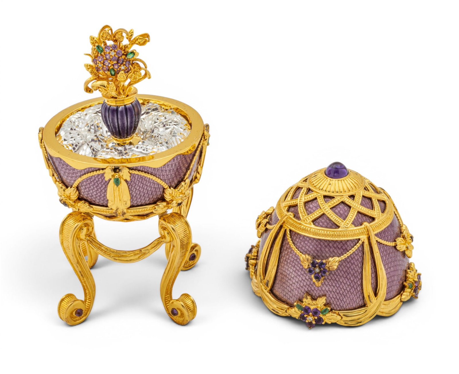 House of Igor Carl Fabergé, (Russian) Gold Plated Sterling Silver, Enamel and Gem Stone (1 of 6)