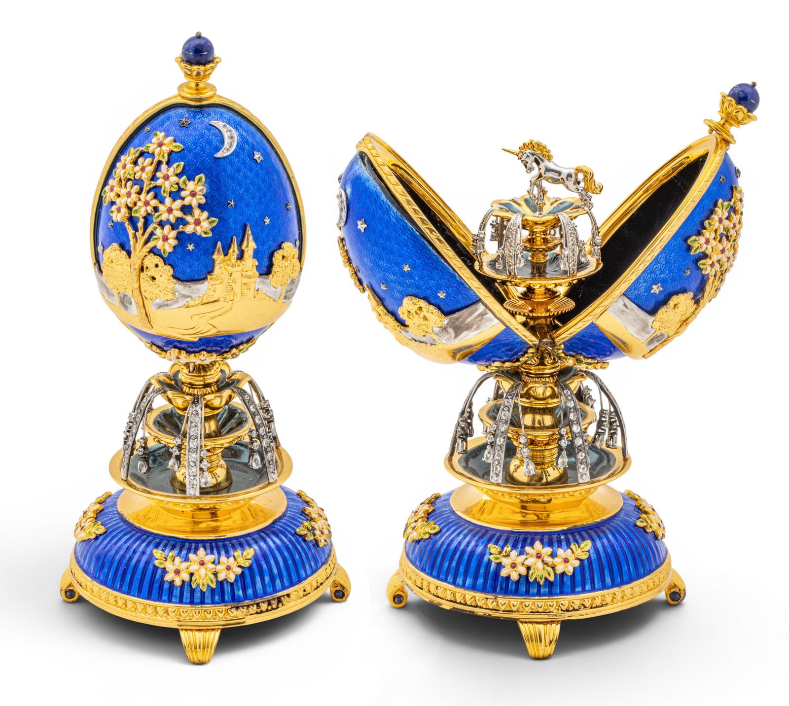 House of Igor Carl Fabergé, (Russian) 24kt Gold Plated Sterling Silver, Enamel and Gemstones, (1 of 11)