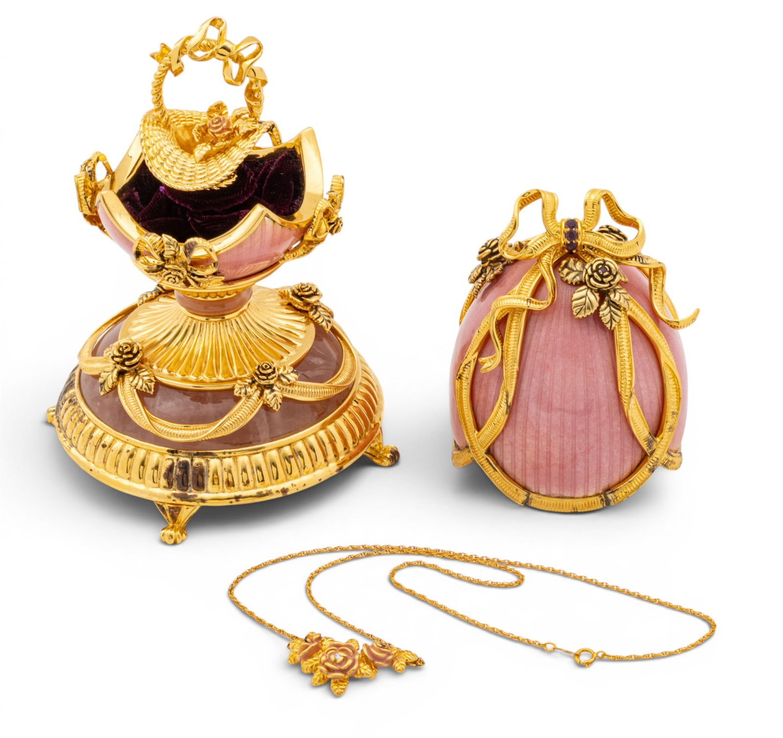 House of Igor Carl Fabergé, (Russian) 24kt Gold Plated Sterling Silver, Enamel and Gemstone (1 of 8)