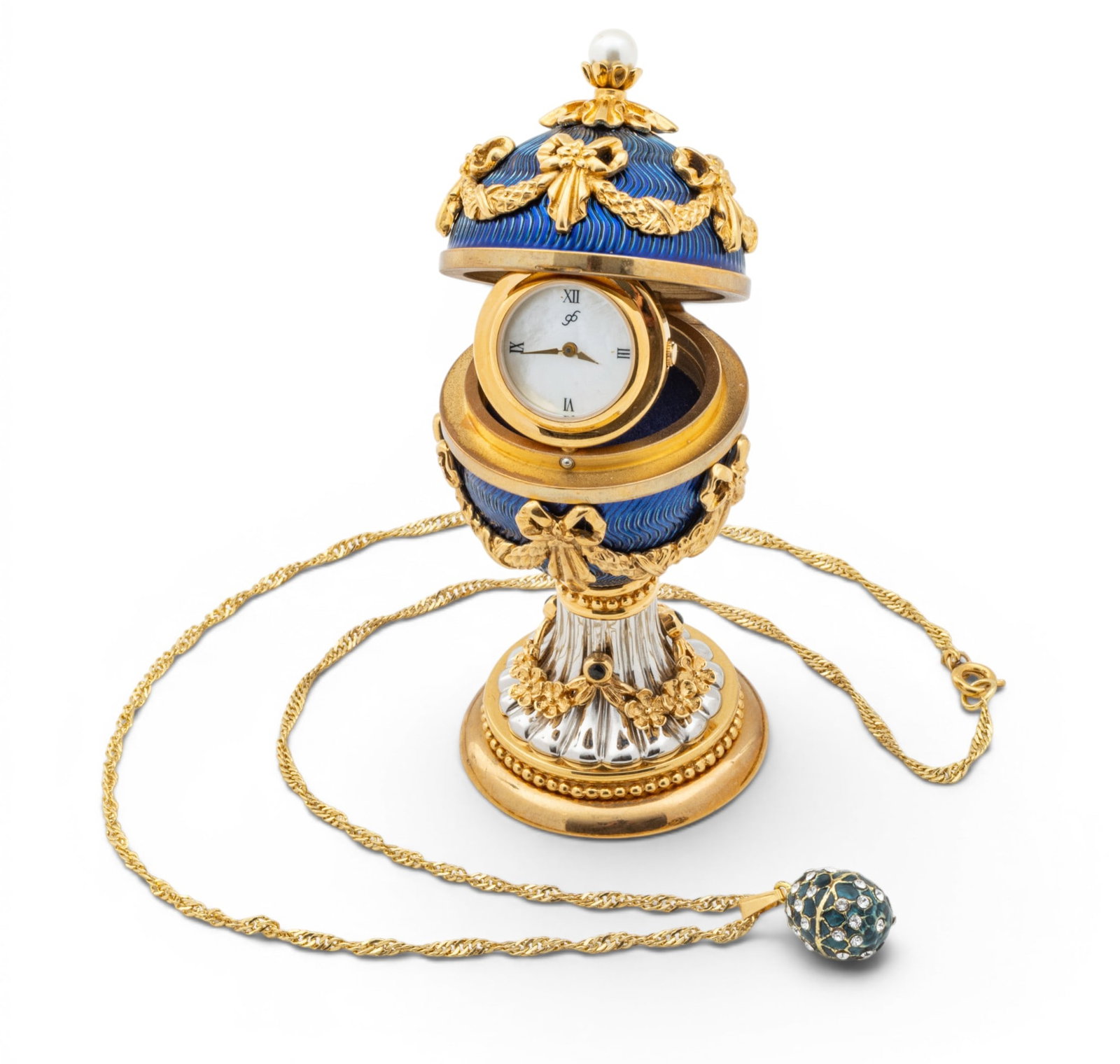 House of Igor Carl Fabergé, (Russian) Egg Clock 'Le Petit Imperial Heirloom', H 3" 2 PCS (1 of 9)