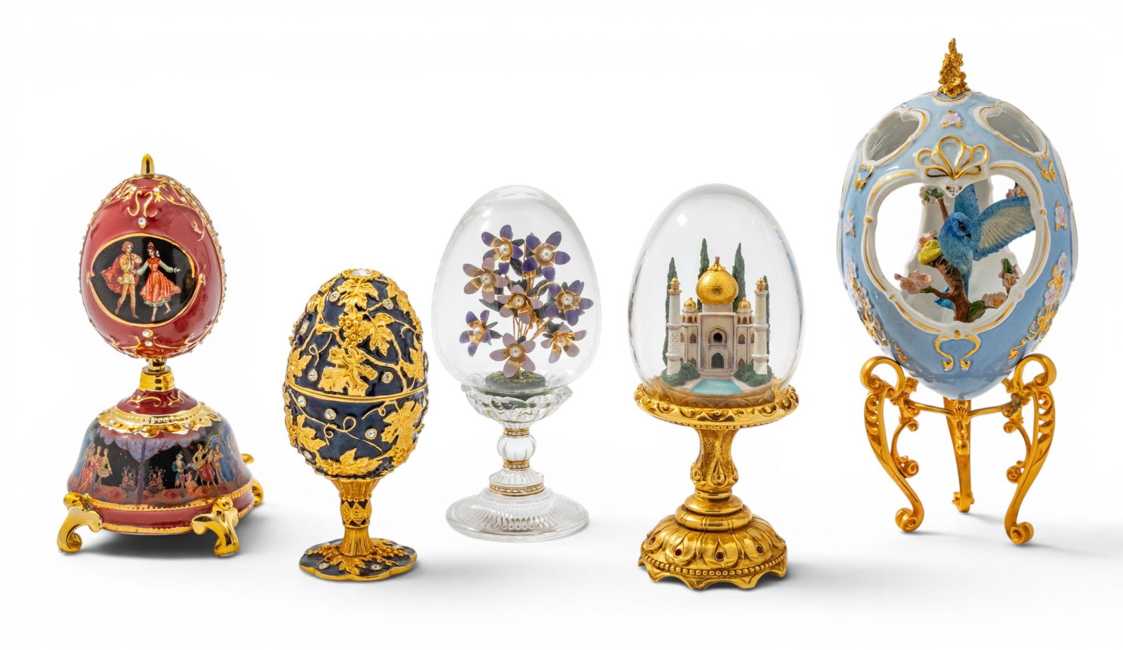 House of Igor Carl Fabergé, (Russian) Lead Crystal, Enamel, and Gold Accented Eggs 5 PCS (1 of 11)