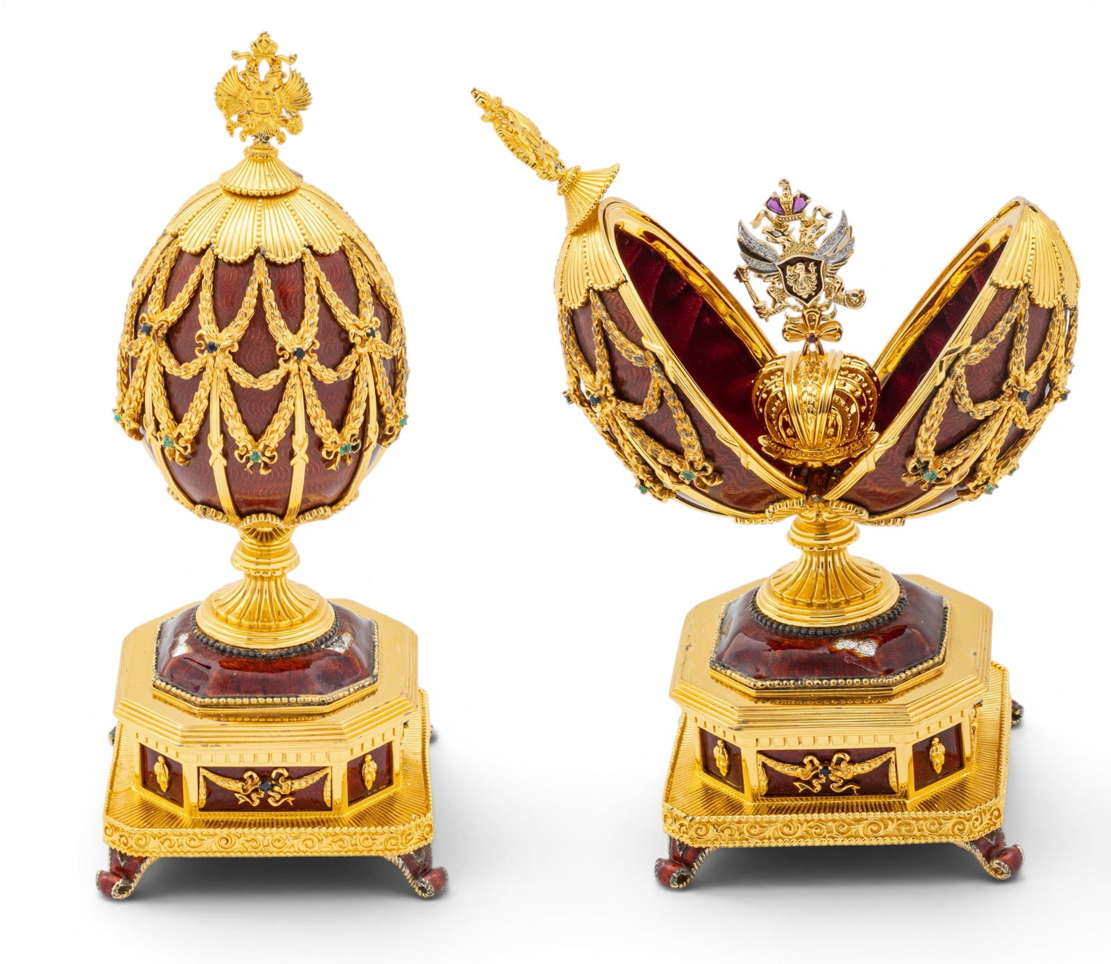 House of Igor Carl Fabergé, (Russian) Sterling Silver and Enamel Musical Eggs 'The Fabergé (1 of 11)