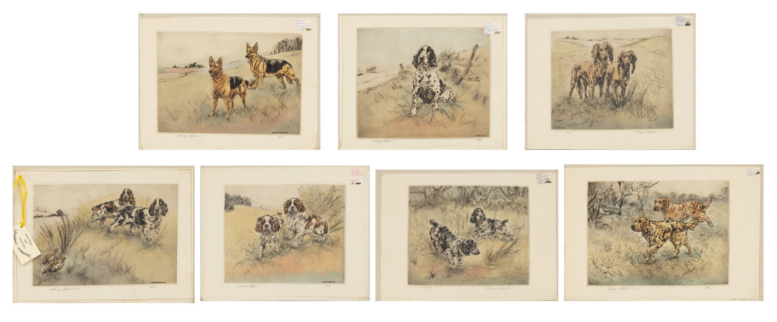Henry Wilkinson (British, 1921-2011) Handcolored Etchings on Paper 'German Shepherds; Golden (1 of 9)
