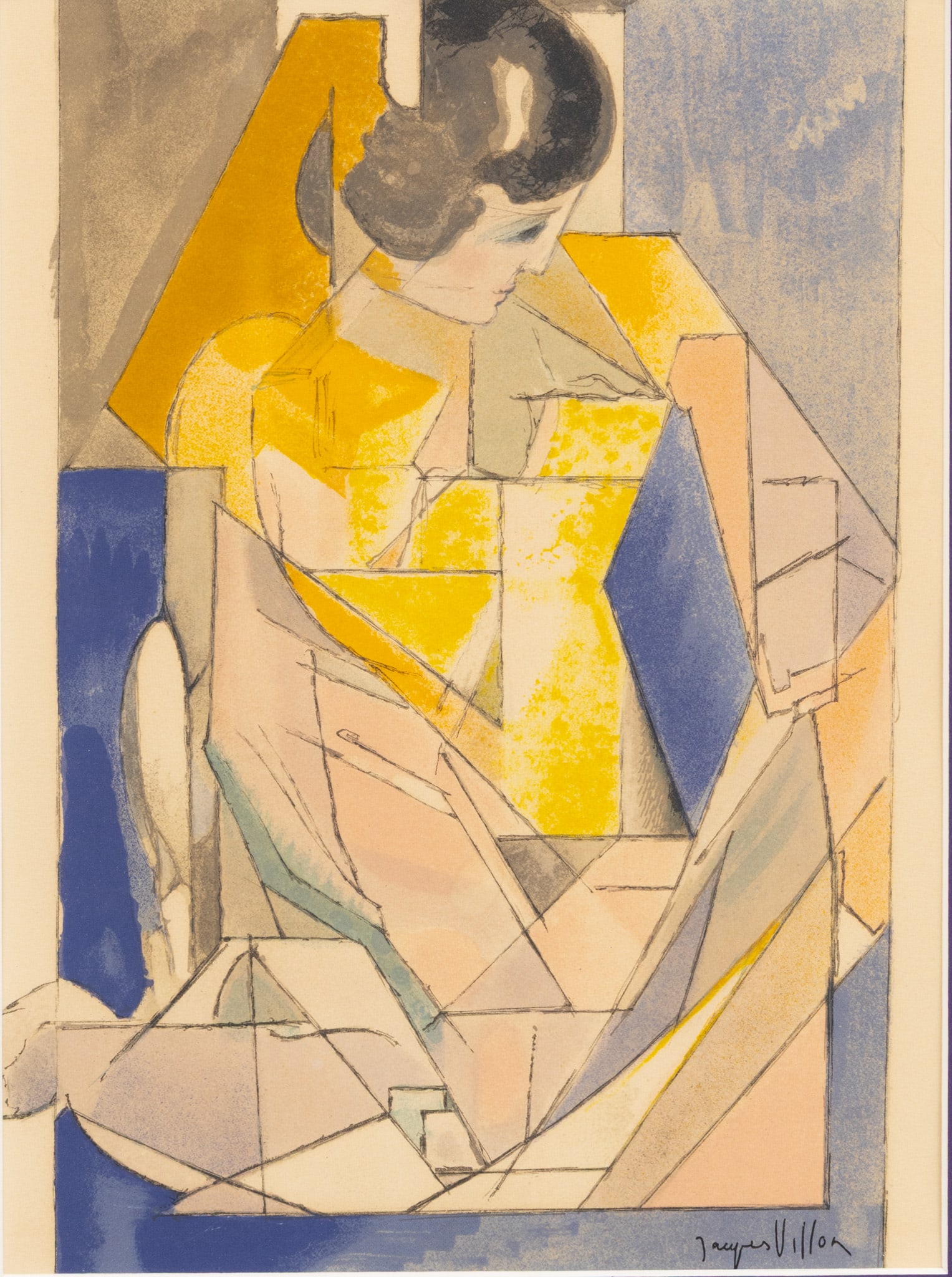 Jacques Villon (French, 1875-1963) Lithograph in Color on Wove Paper 1952 (Printed 1972), 'Portrait (1 of 6)