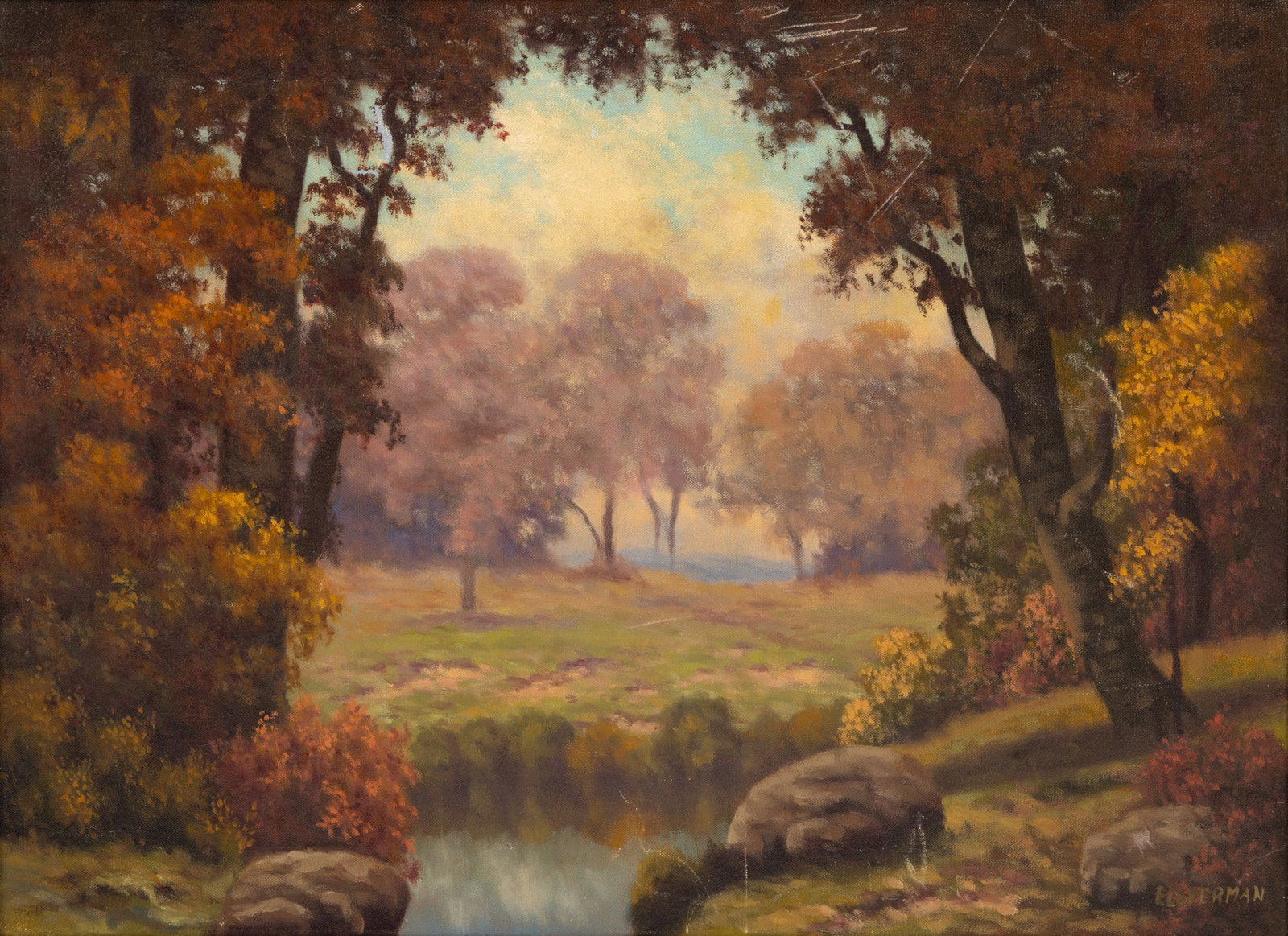 Edward Elsperman (American, 1875-1955) Oil on Canvas H 17" W 23" (1 of 7)