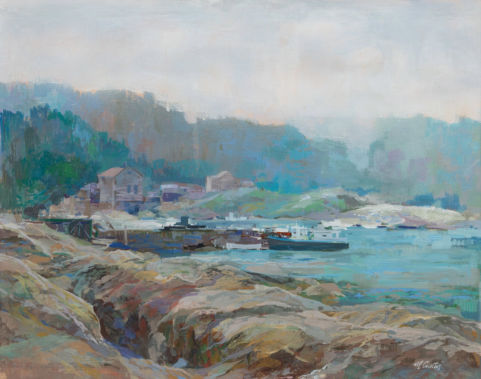 Michael Curtis (American, Detroit, 1921-2008) Acrylic on Paper, Ca. 1991, 'Camden, Maine', H 21" W (1 of 5)