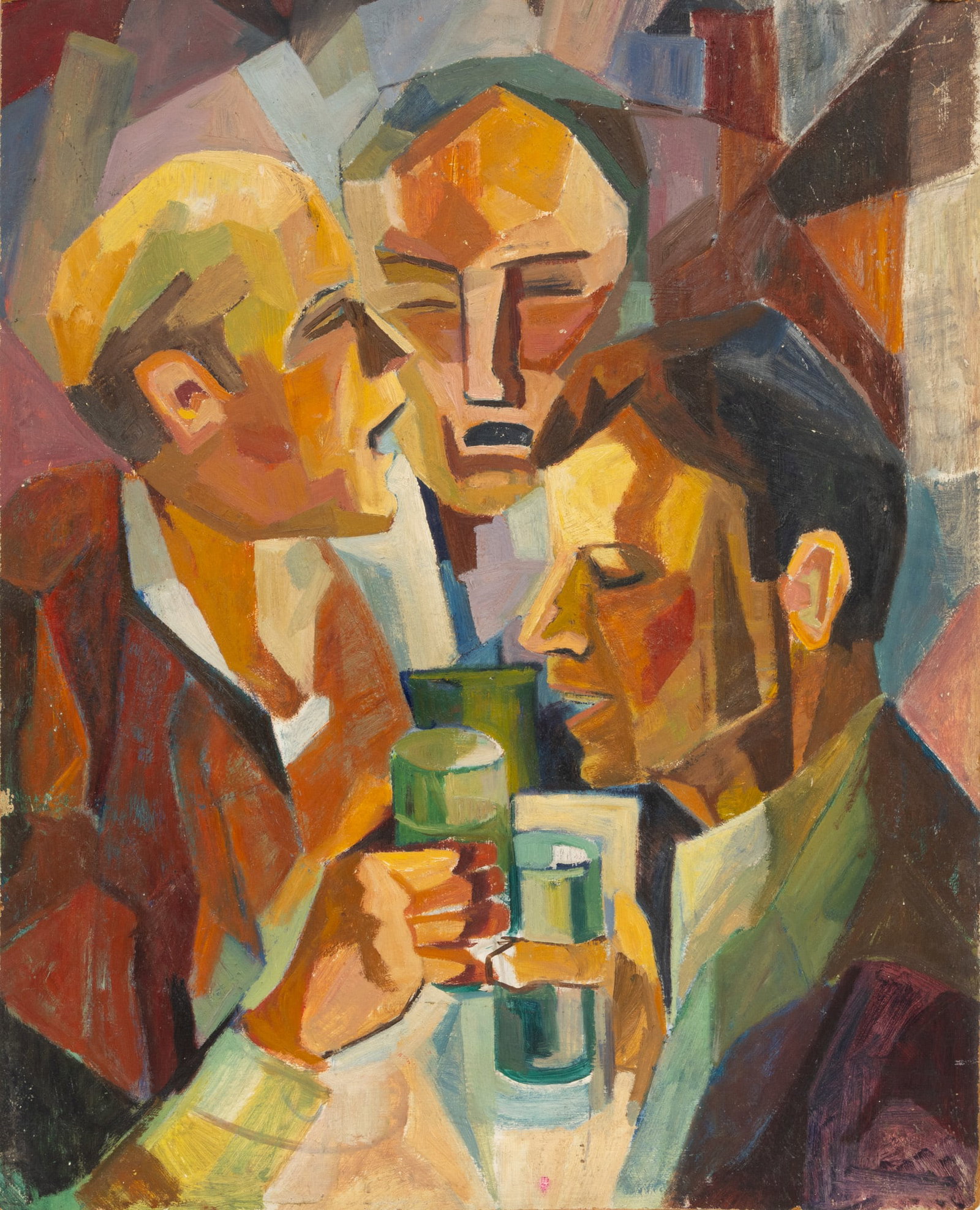 Michael Curtis (American, Detroit, 1921-2008) Oil on Masonite, 'A Toast', H 29.75" W 23.75" (1 of 4)