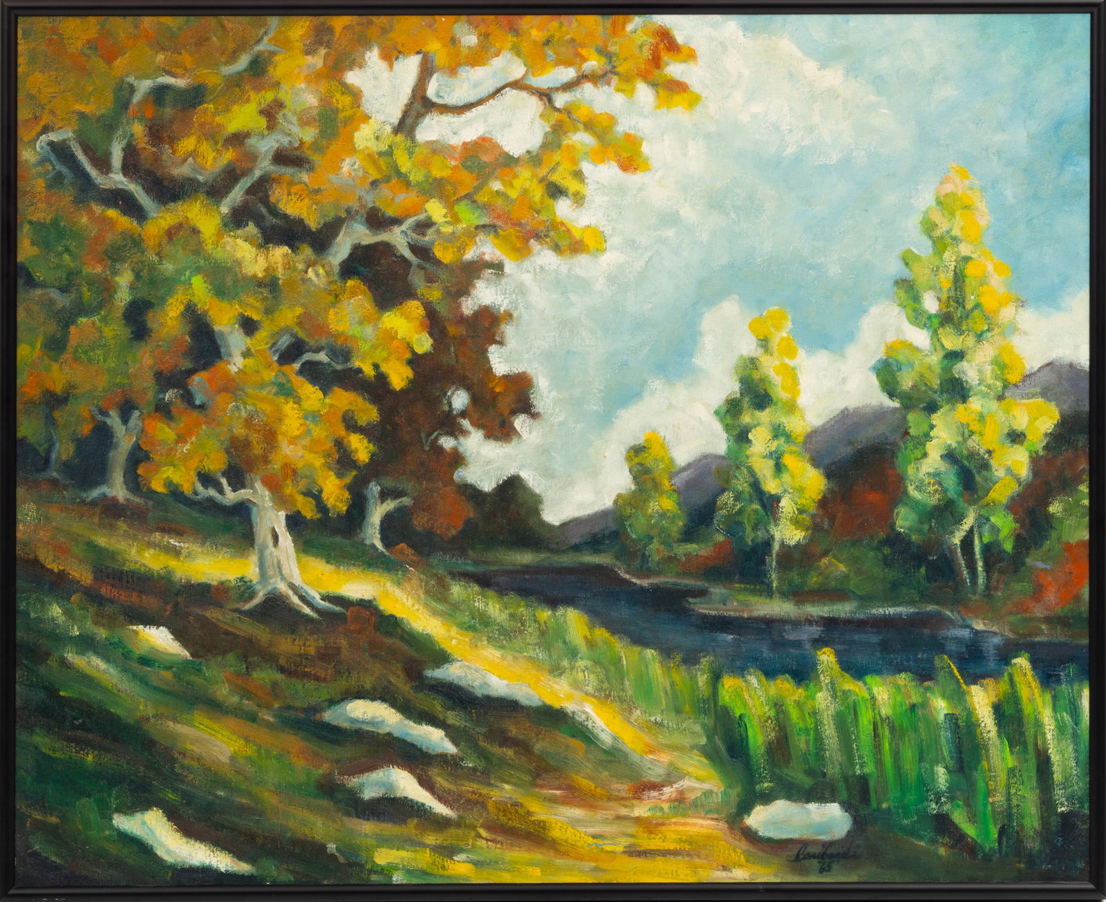 Impressionist Oil on Canvas 1965, H 27" W 33" (1 of 3)