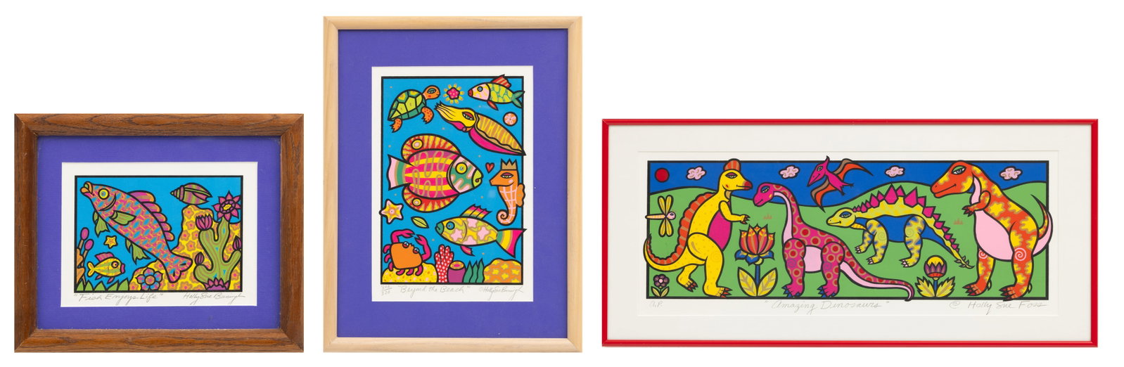 Holly Sue Buningh (American, 20th/21st C.) Serigraphs in Colors on Wove Paper 'Fish Enjoys Life; (1 of 16)