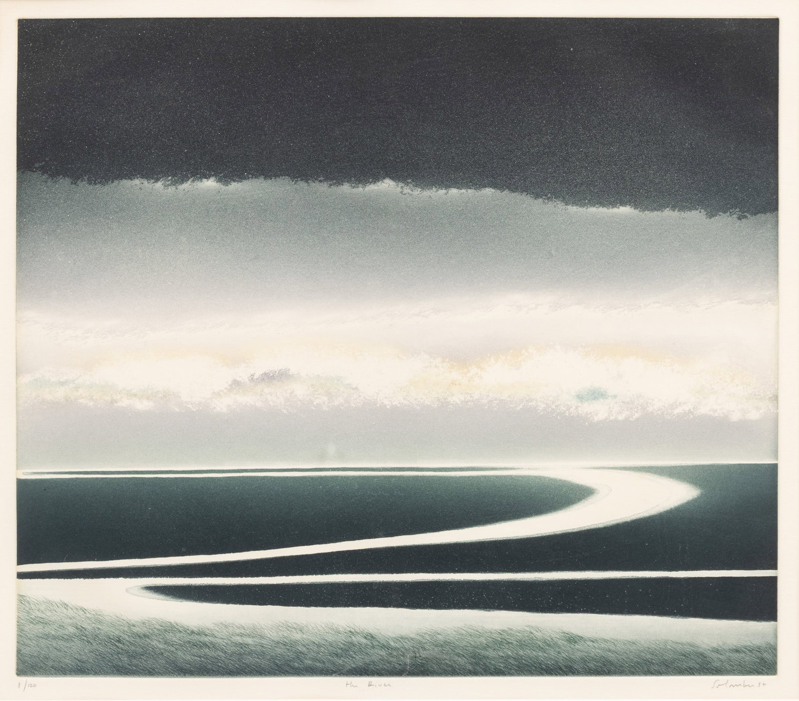 Jean Solombre (French, 1948-2005) Colored Etching on Paper, Ca. 1987, 'The River', H 15.25" W 17.5" (1 of 5)