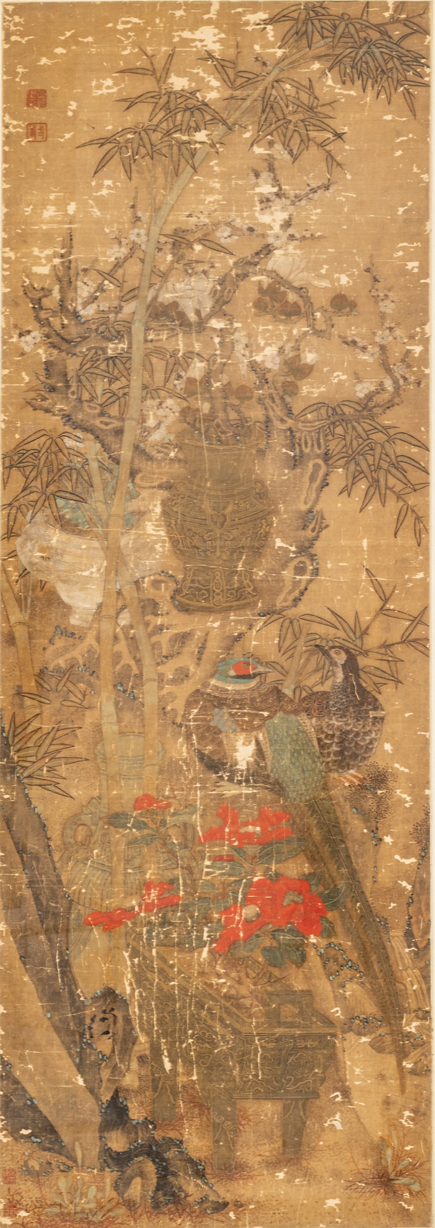Chinese Ink and Gouache on Silk Scroll, H 57.5" W 20.5" (1 of 7)