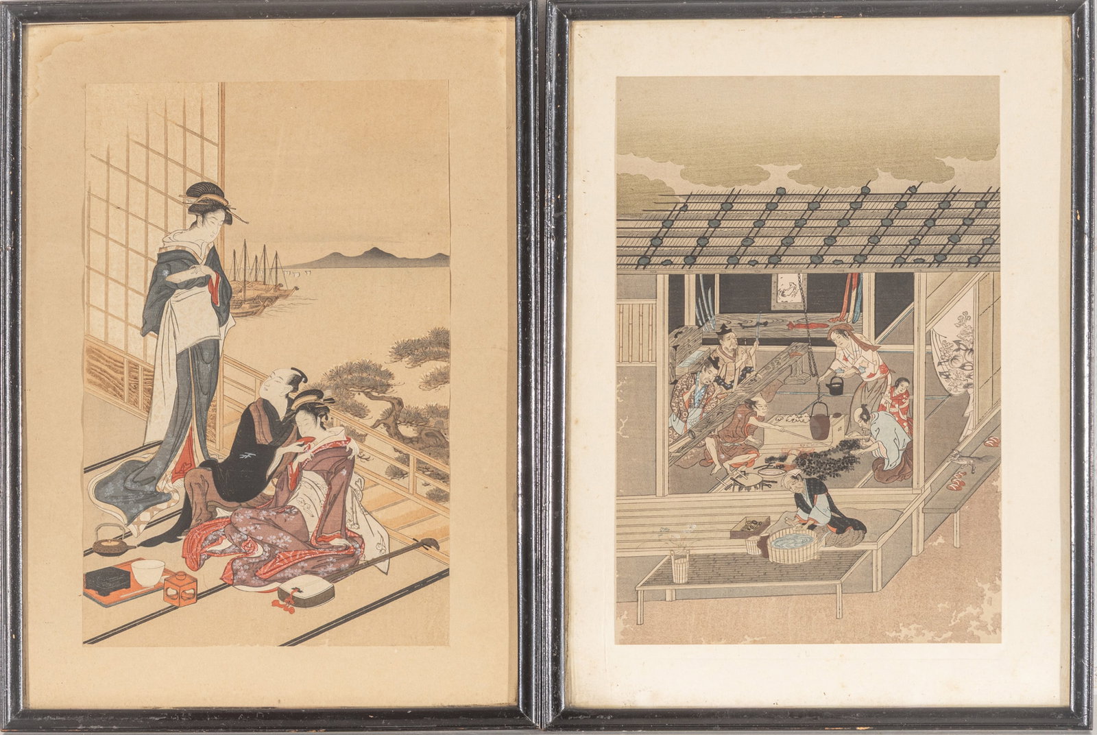 Japanese Woodblock Prints H 12" W 8" 2 PCS (1 of 6)