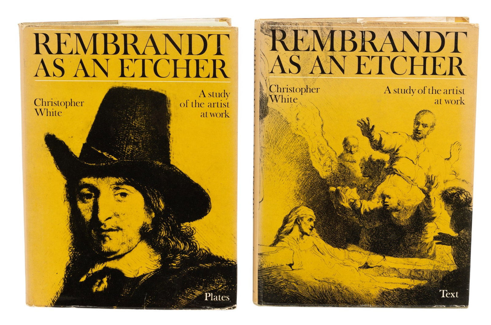 Rembrandt Van Rijn (Dutch, 1606-1669) Catalogue Raisonne, 2 Volumes 1969, 'Rembrandt As an Etcher',: Rembrandt Van Rijn (Dutch, 1606-1669) Catalogue Raisonne, 2 Volumes 1969, 'Rembrandt As an Etcher', H 11.75" W 8.875" Depth 1" 2 PCS Rembrandt as an Etcher by Christopher White, in two volumes, Plates