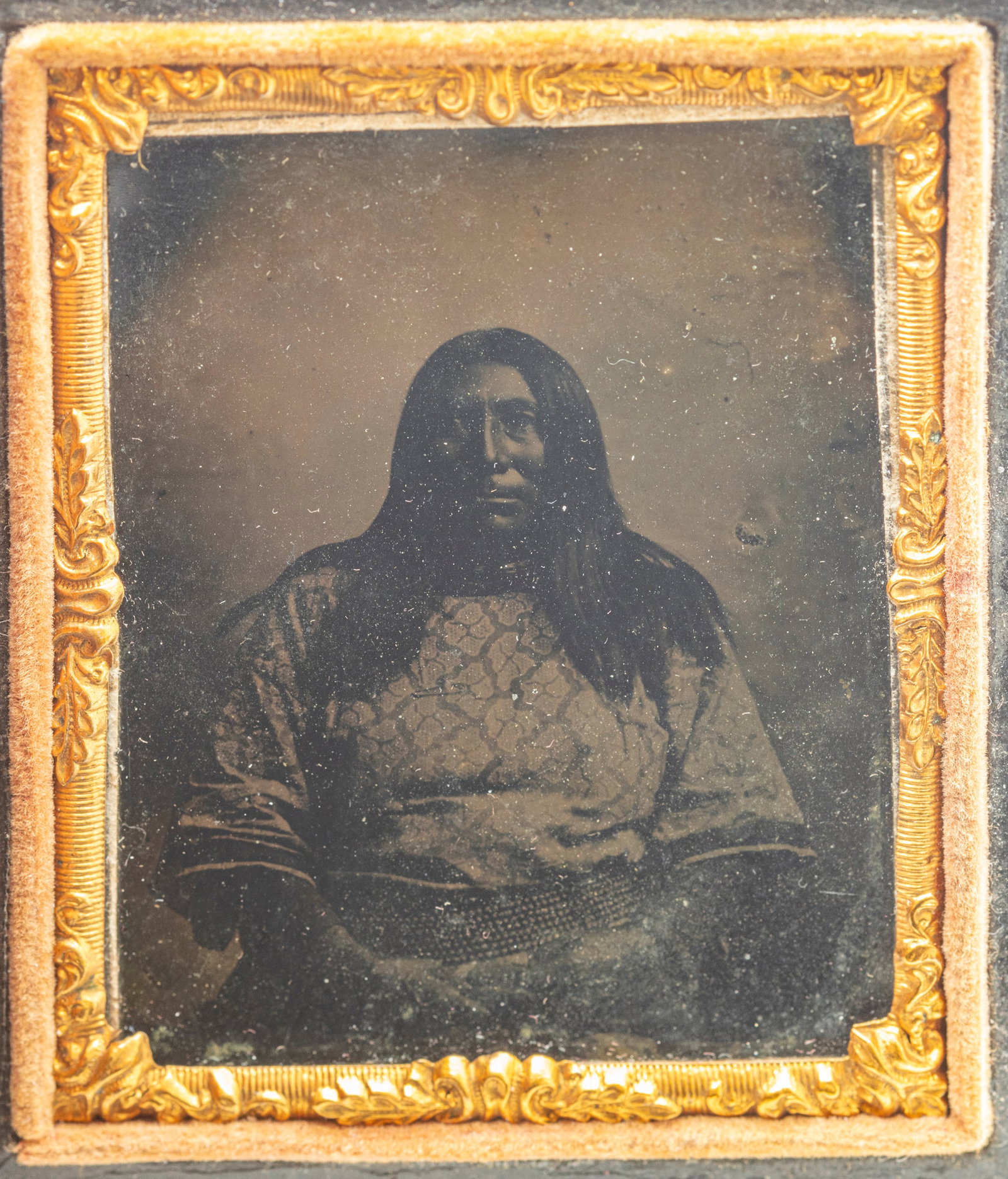 1/9 Plate Ambrotype, Portrait of a Native American Woman, Ca. 1860, H 2.5" W 2" (1 of 4)