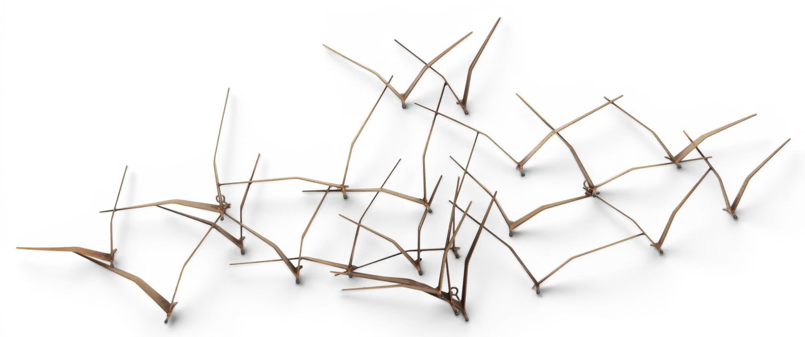 Curtis Jeré (American, 1910-2008) Brass Sculpture 1987, 'Flock of Seagulls in Flight', H 22" W (1 of 2)