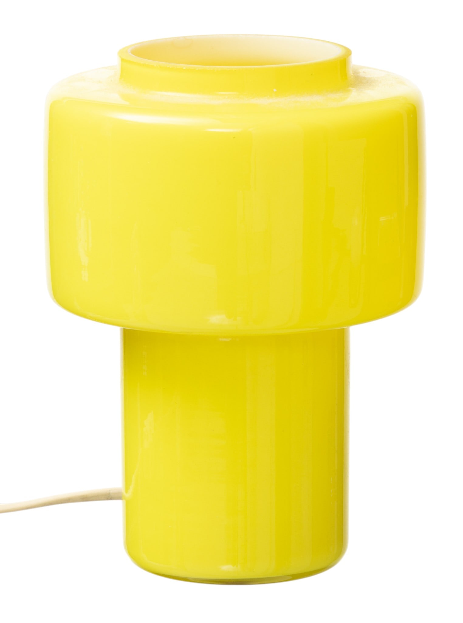 Attributed to Uno & Osten Kristiansson (Swedish) Yellow Cased Glass Lamp, Ca. Mid 20th C., H 7.5" (1 of 2)