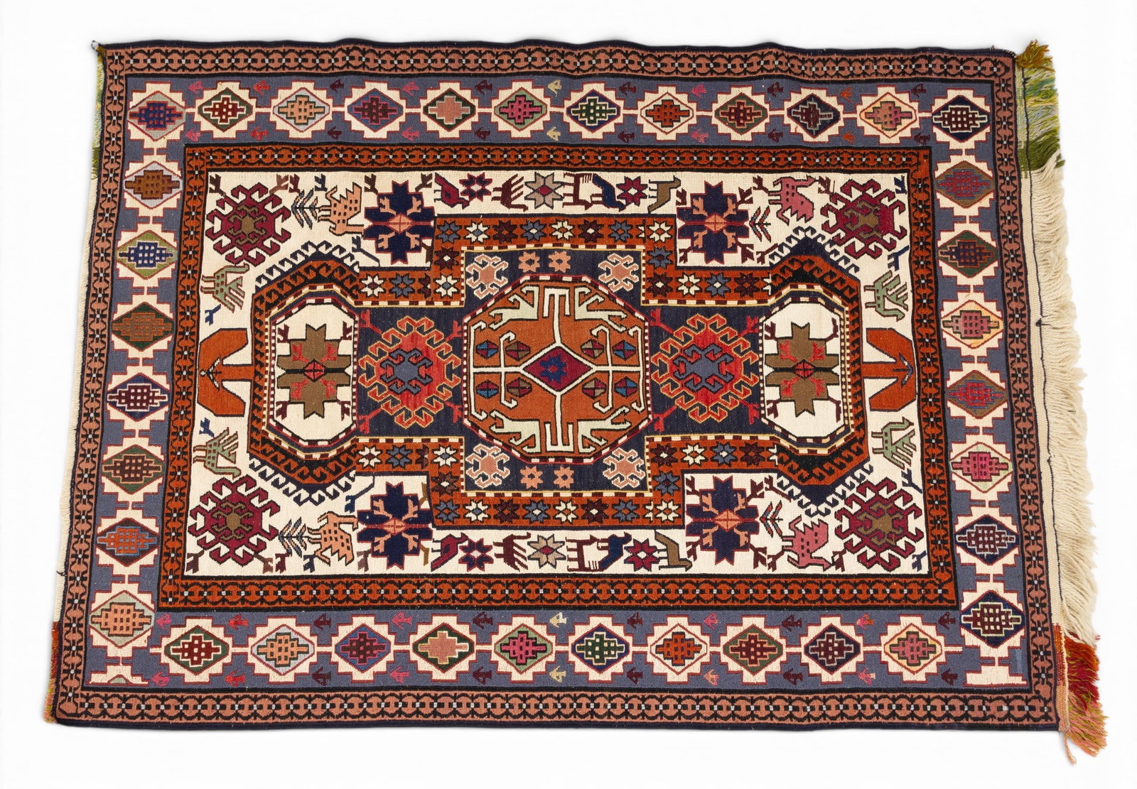 Turkish Hand Woven Wool Carpet 1970, W 3.4" L 4.6" 1 PC (1 of 4)