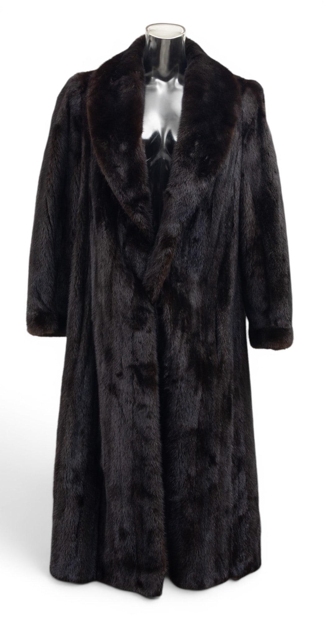Jacobson's Black Diamond Long Mink Coat: Jacobson's Black Diamond Long Mink Coat Length from below collar; 46.5", Sleeve to shoulder; 24, shoulder to shoulder; 18.5", armpit to armpit ; 17". Provenance: Property from the Collection of Marian