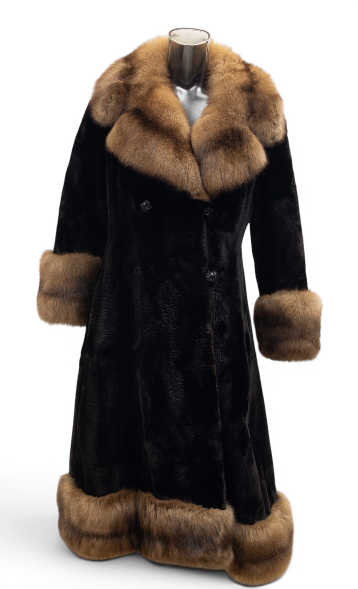 Beaver Coat with a Sable Collar Sable Cuffs and Sable Hem (1 of 8)