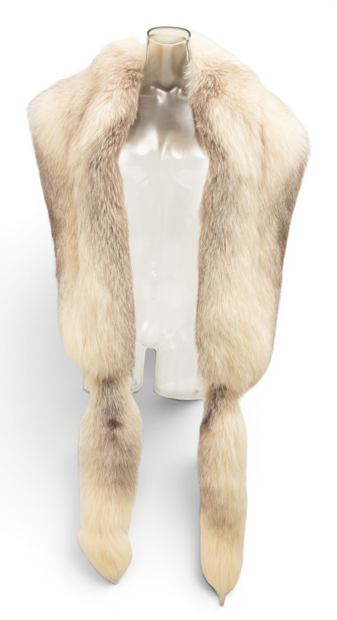 Dittrich Furs White Fox Stole W 10" L 95": Dittrich Furs White Fox Stole W 10" L 95" Two clasp closure. Monogrammed. Provenance: Property from the Collection of Marianne Endicott, Grosse Pointe Shores, MI Dimensions: W 10" L 95"