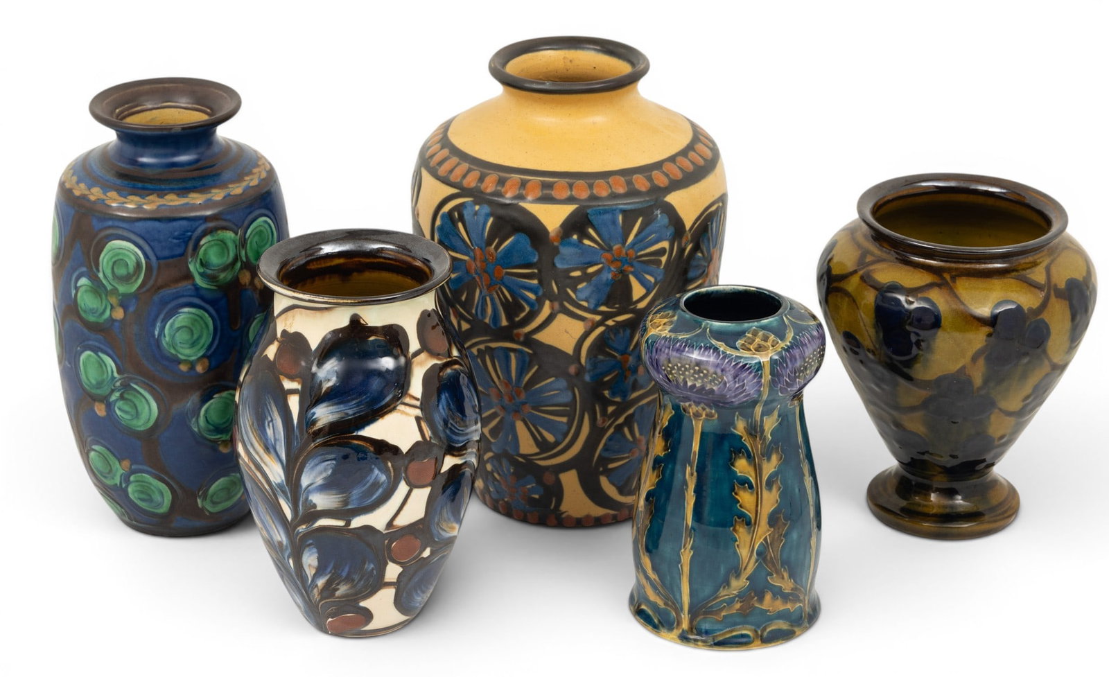 Herman August Kahler (Danish, 1846-1917) Art Pottery Vases (4) Plus Morrisware Vase 5 PCS (1 of 6)