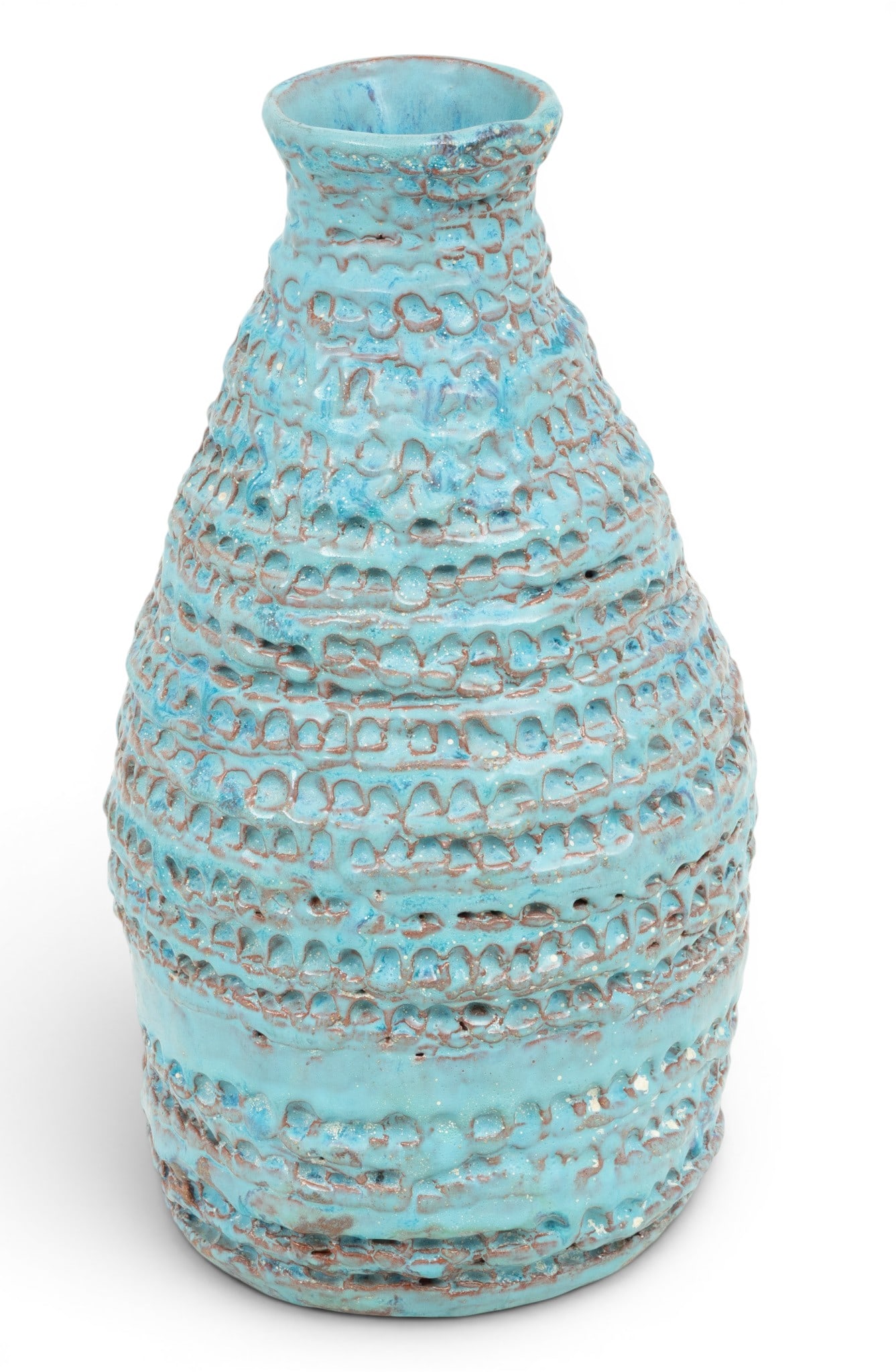 Dutch Pottery Turquoise Vase 1940, H 13" Dia. 7" (1 of 4)