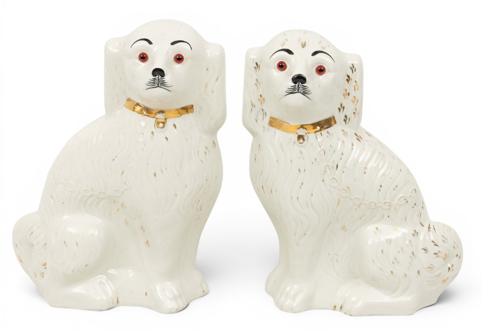 James Stadler & Sons (English) Staffordshire Pottery Dogs, Ca. 1900, H 14.25" W 9.5" Depth 4.5" (1 of 5)