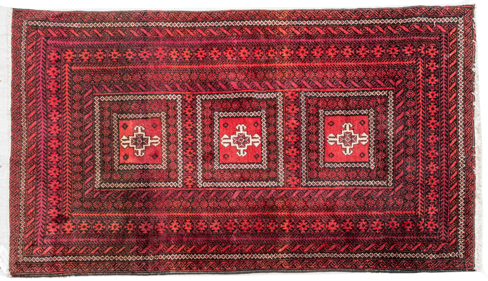 Bokhara Hand-Knotted Wool Rug W 3' 10" L 6' 7" (1 of 5)