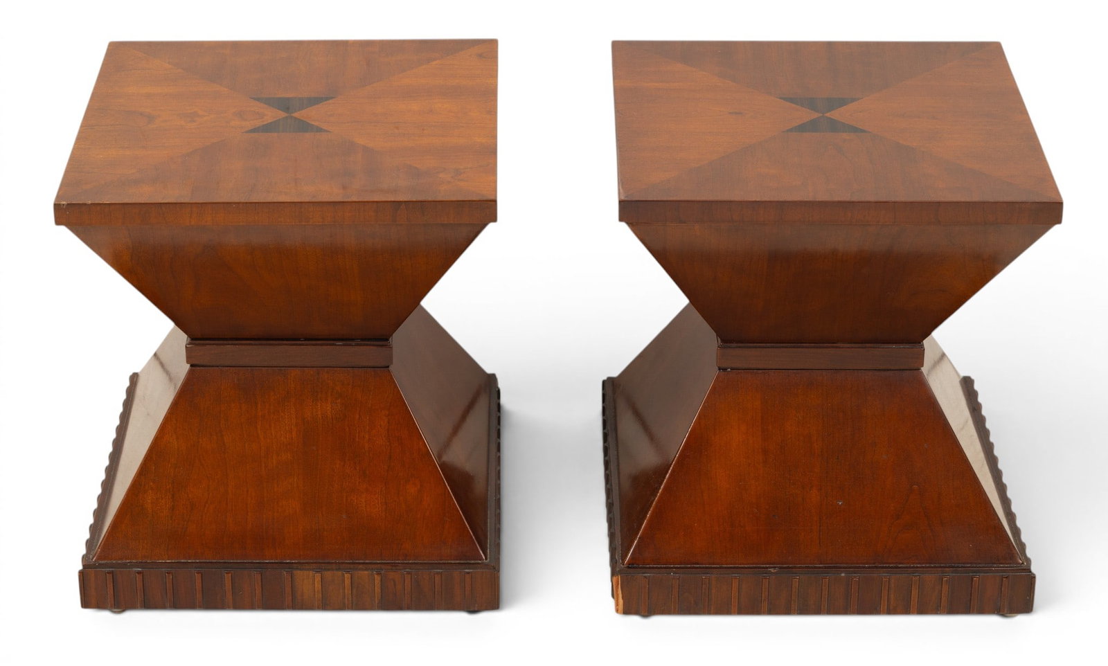 Henredon (American) Wood Hourglass Pedestal Tables H 18" W 16" 1 PAIR (1 of 7)