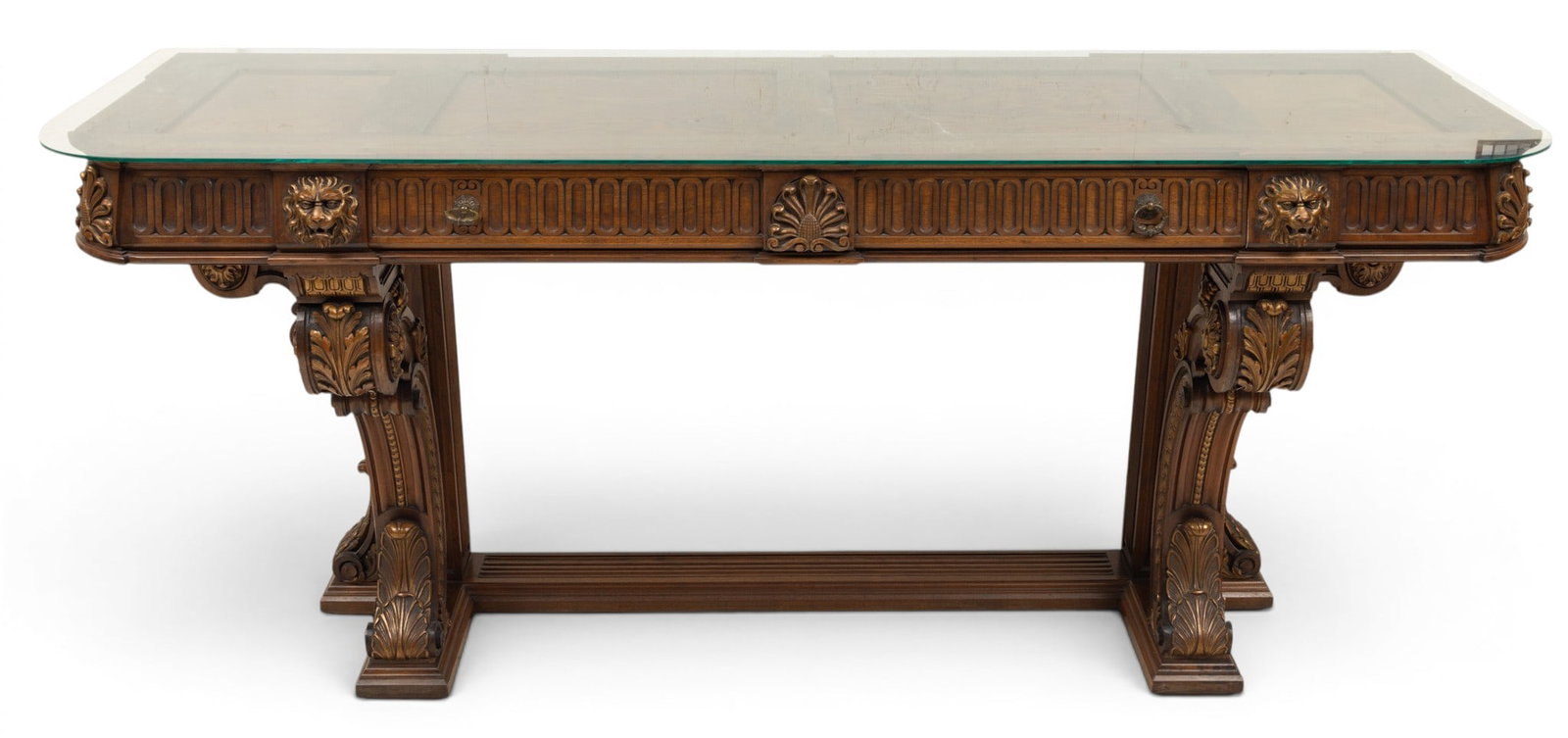 Walnut Carved Long Sideboard, No Marble Top 1920, H 37" L 72" Depth 22" (1 of 6)
