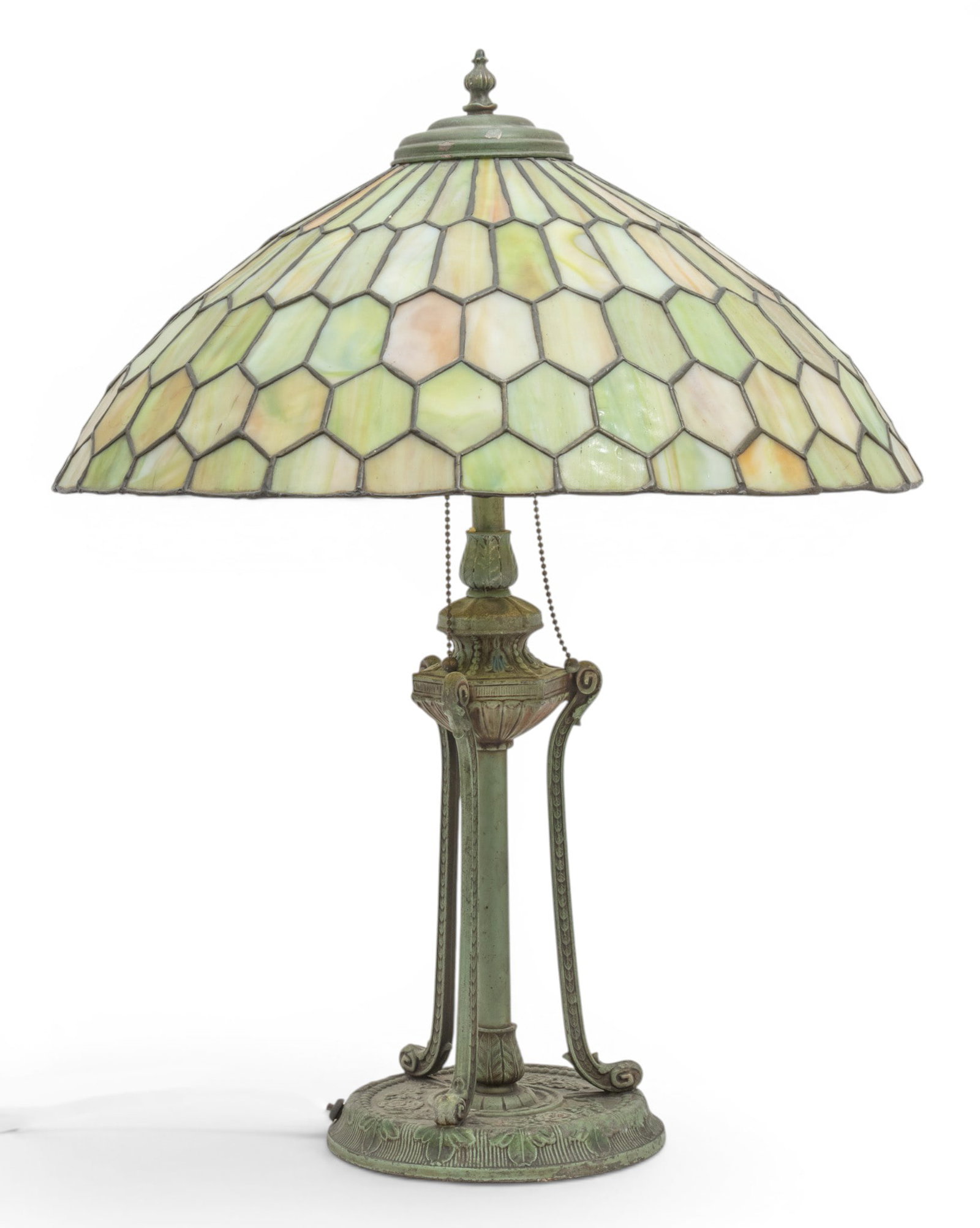 Leaded Slag Glass Table Lamp 20th Century, H 25" Dia. 19" (1 of 11)