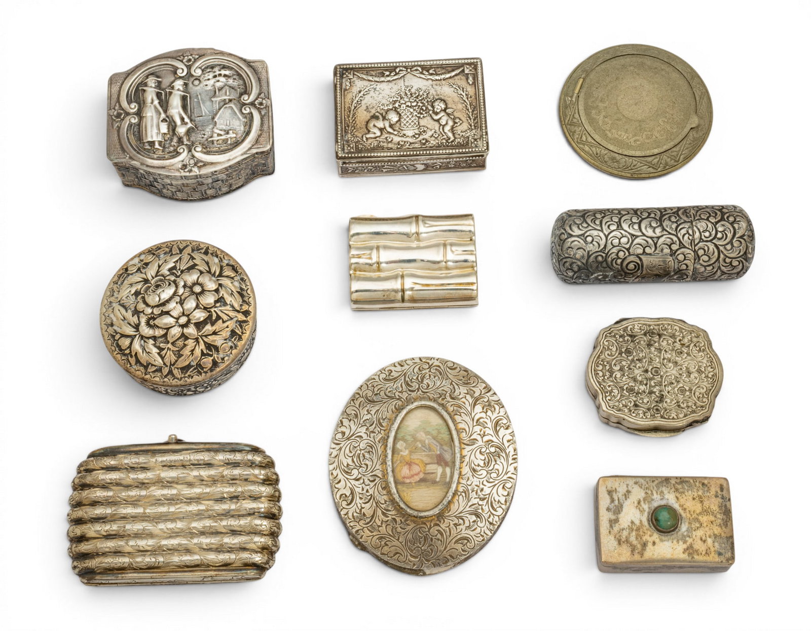 Silver Boxes and Compacts, All Vintage 1920, 10 PCS (1 of 7)