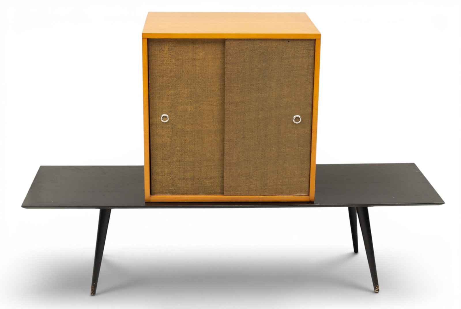 Paul McCobb (American, 1917-1969) for Winchendon Planner Group Cabinet on Bench 2 PCS: Paul McCobb (American, 1917-1969) for Winchendon Planner Group Cabinet on Bench 2 PCS Storage unit is composed of two pieces. Cabinet, model 1512 and bench, model 1544-9. Cabinet having two sliding do