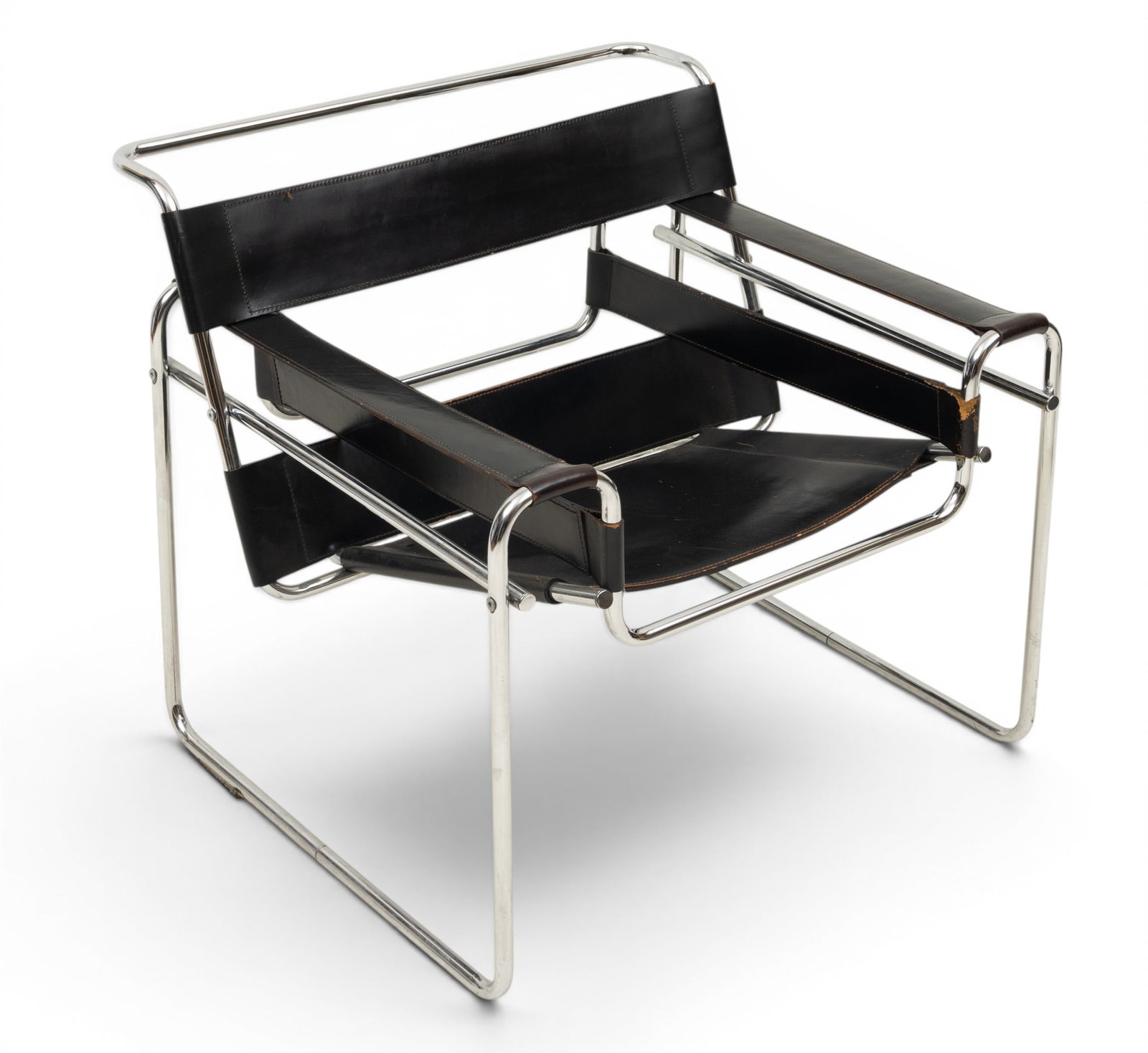 Marcel Breuer Design 'Wassily' Leather Arm Chair, 20th Cent., H 28" W 30" Depth 29" (1 of 5)