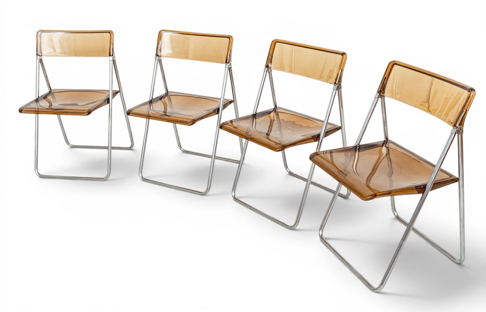 Giancarlo Piretti (Italian) for Anonima Castelli Smoke Lucite 'Plia' Folding Chairs, Ca. 1970s, H (1 of 8)