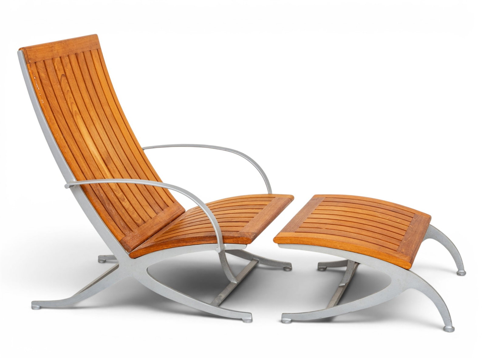 Teak Lounge Chair and Ottoman H 41" W 27.25" Depth 36.5" 2 PCS (1 of 8)