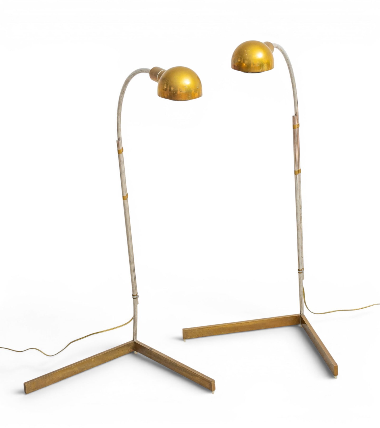 Cedric Hartman (American, B. 1929) Brass and Chrome Low Profile Luminiers, H 36.5" W 21.25" Depth (1 of 5)